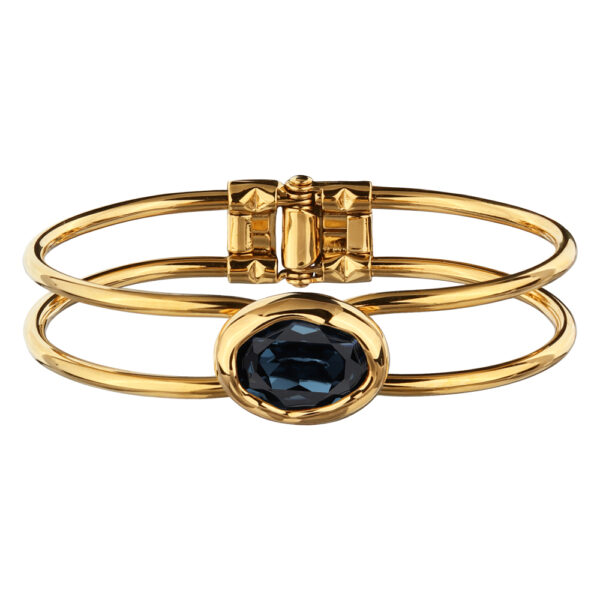 Браслет Грация (кристаллы SW 18х13 темно-синие; покрытие золото)