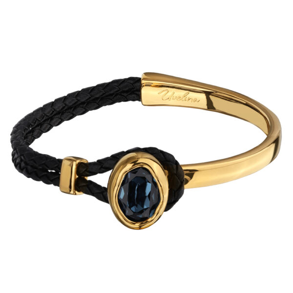 Браслет Грация (кристаллы SW 14х10 темно-синие; покрытие золото)