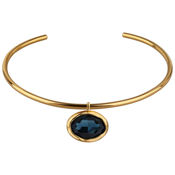 Колье-чокер Грация (кристаллы SW 30х22 темно-синие; золото) 13см