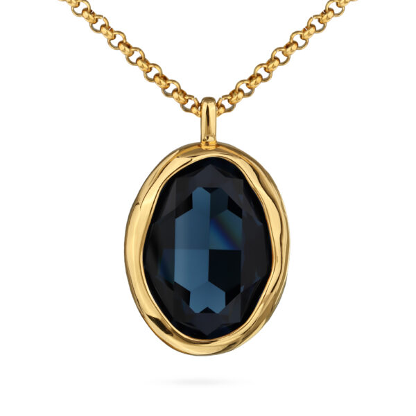 Кулон Грация (кристаллы SW 30х22 темно-синие; покрытие золото) 90-95см