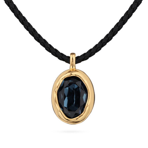 Кулон Грация (кристаллы SW 14х10 темно-синие; покрытие золото) 38-45см