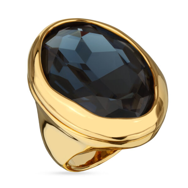 Кольцо Грация (кристаллы SW 30х22 темно-синие; покрытие золото)