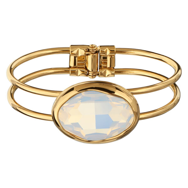 Браслет Грация (кристаллы SW 30х22 белый опал; покрытие золото)