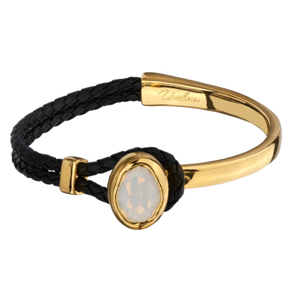 Браслет Грация (кристаллы SW 14х10 белый опал; покрытие золото)