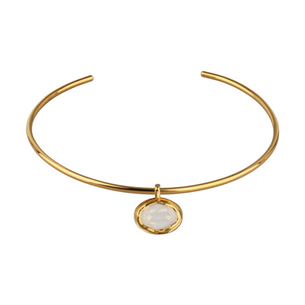 Колье-чокер Грация (кристаллы SW 18х13 белый опал; покрытие золото) 13см