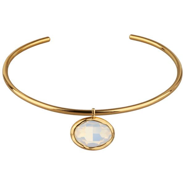 Колье-чокер Грация (кристаллы SW 30х22 белый опал; покрытие золото) 13см