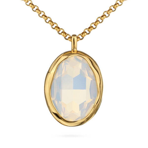 Кулон Грация (кристаллы SW 30х22 белый опал; покрытие золото) 90-95см