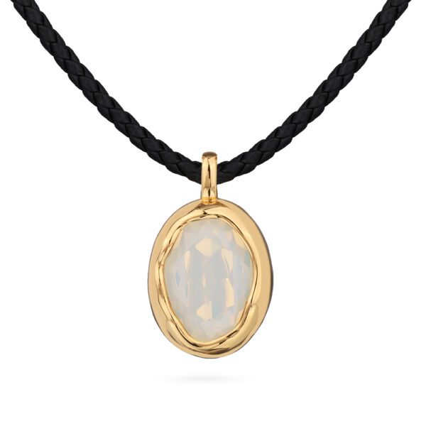 Кулон Грация (кристаллы SW 14х10 белый опал; покрытие золото) 38-45см