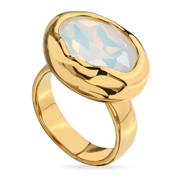 Кольцо Грация (кристаллы SW 18х13 белый опал; покрытие золото)