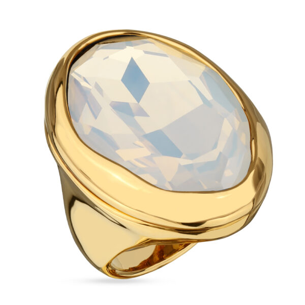 Кольцо Грация (кристаллы SW 30х22 белый опал; покрытие золото)