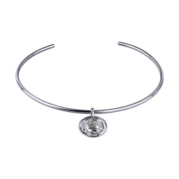 Колье-чокер Грация (кристаллы SW 18х13 белые; покрытие родий) 13см