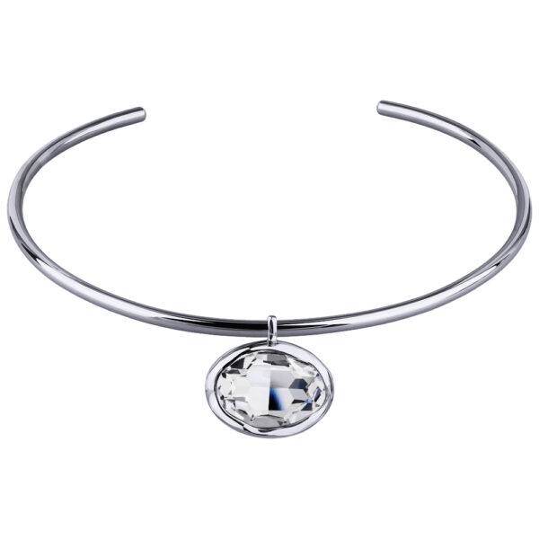 Колье-чокер Грация (кристаллы SW 30х22 белые; покрытие родий) 13см