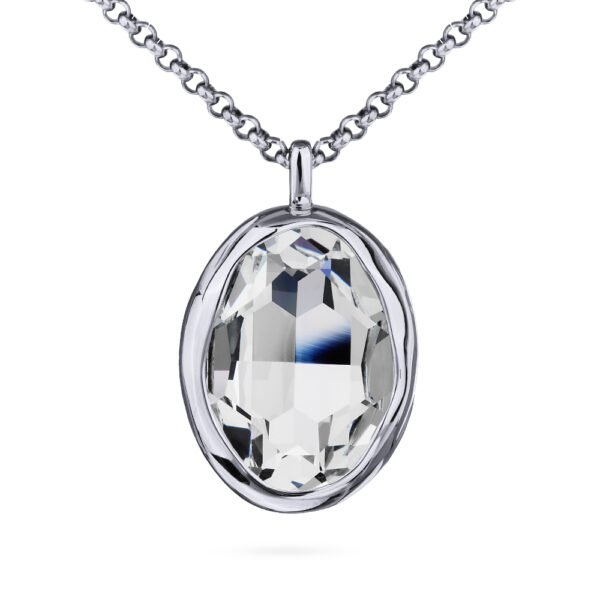 Кулон Грация (кристаллы SW 30х22 белые; покрытие родий) 90-95см