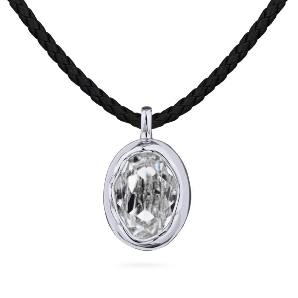 Кулон Грация (кристаллы SW 14х10 белые; покрытие родий) 38-45см