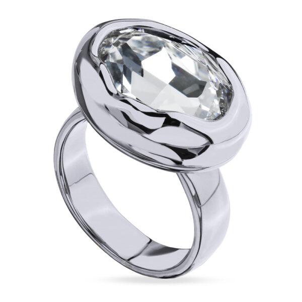 Кольцо Грация (кристаллы SW 18х13 белые; покрытие родий)
