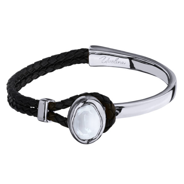 Браслет Грация (кристаллы SW 14х10 белый электрик; покрытие родий)