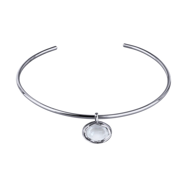 Колье-чокер Грация (кристаллы SW 18х13 белый электрик; родий) 13см