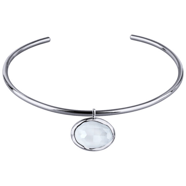 Колье-чокер Грация (кристаллы SW 30х22 белый электрик; родий) 13см