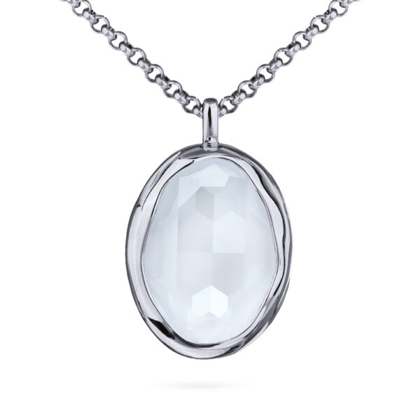 Кулон Грация (кристаллы SW 30х22 белый электрик; покрытие родий) 90-95см