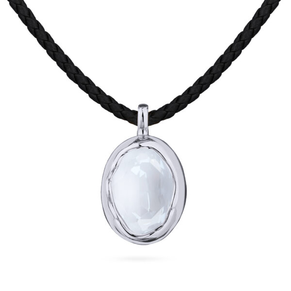 Кулон Грация (кристаллы SW 14х10 белый электрик; покрытие родий) 38-45см