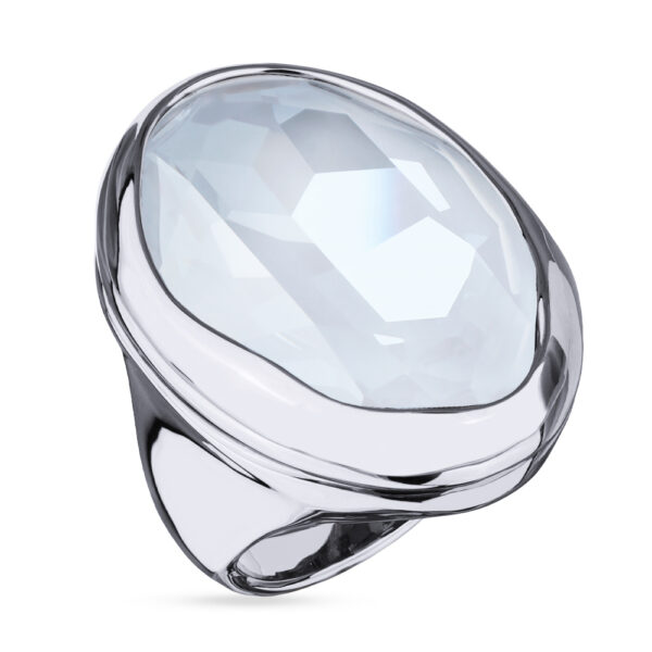 Кольцо Грация (кристаллы SW 30х22 белый электрик; покрытие родий)