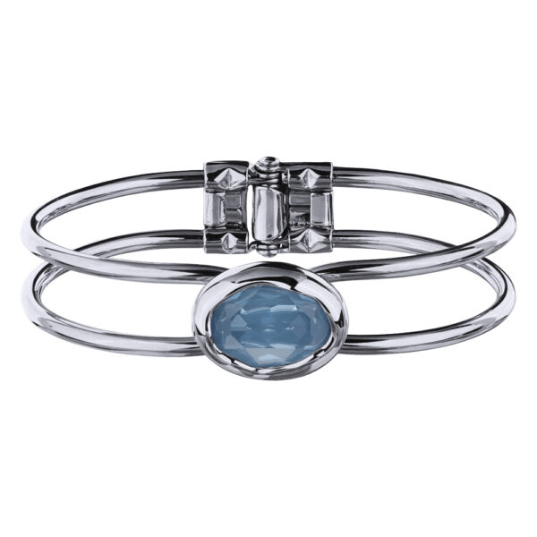 Браслет Грация (кристаллы SW 18х13 байкальский лед; покрытие родий)