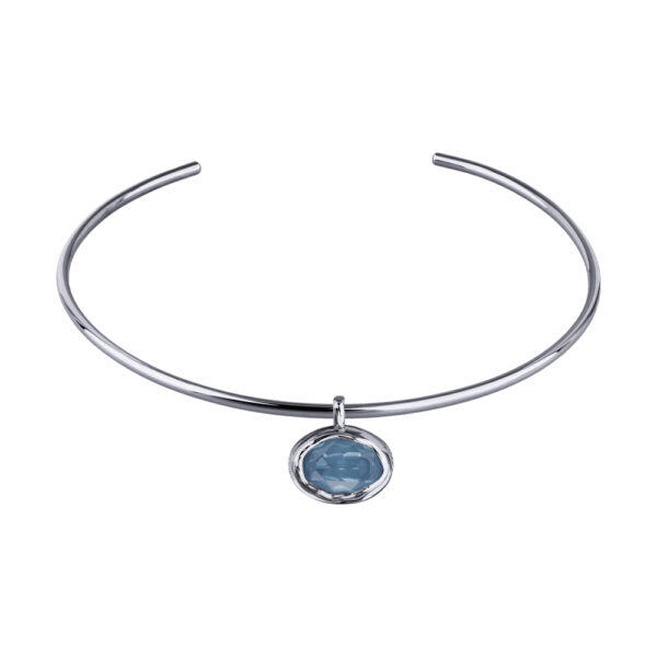 Колье-чокер Грация (кристаллы SW 18х13 байкальский лед; родий) 13см