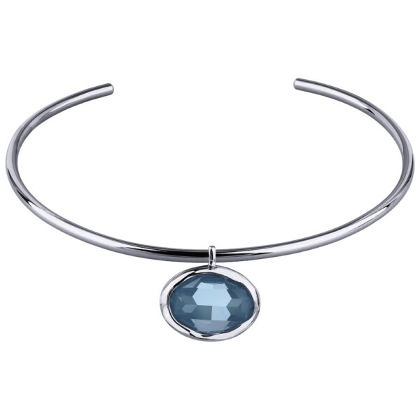 Колье-чокер Грация (кристаллы SW 30х22 байкальский лед; родий) 13см