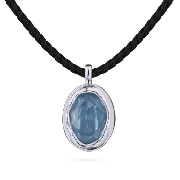 Кулон Грация (кристаллы SW 14х10 байкальский лед; покрытие родий) 38-45см