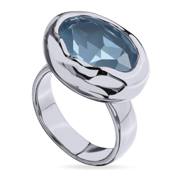 Кольцо Грация (кристаллы SW 18х13 байкальский лед; покрытие родий)