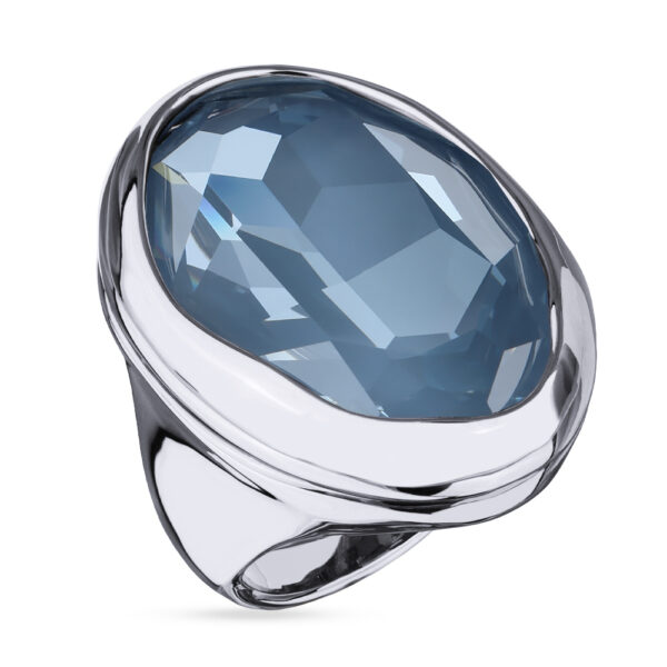 Кольцо Грация (кристаллы SW 30х22 байкальский лед; покрытие родий)