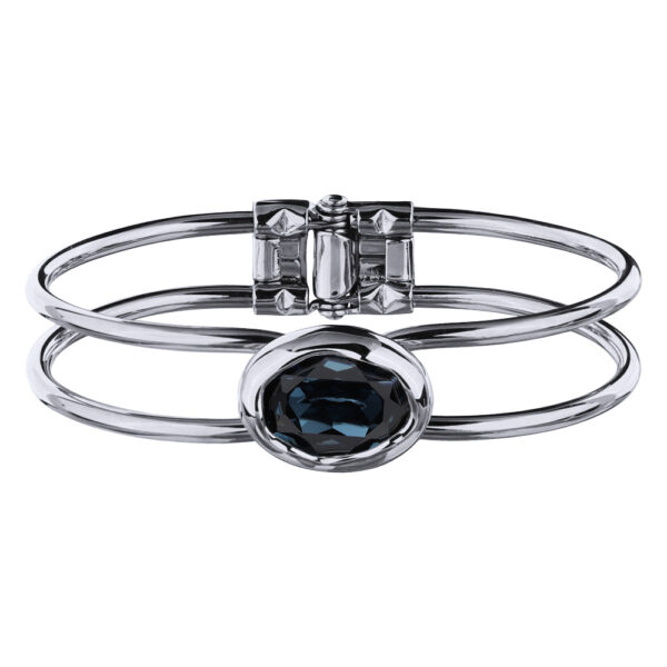 Браслет Грация (кристаллы SW 18х13 темно-синие; покрытие родий)