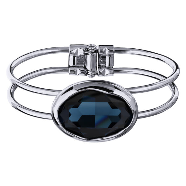 Браслет Грация (кристаллы SW 30х22 темно-синие; покрытие родий)