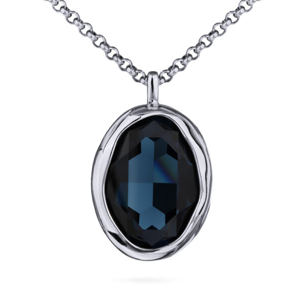 Кулон Грация (кристаллы SW 30х22 темно-синие; покрытие родий) 90-95см