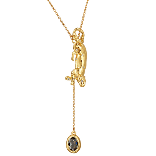 Колье Грация (кристаллы SW 14х10 темно-серые; покрытие золото)