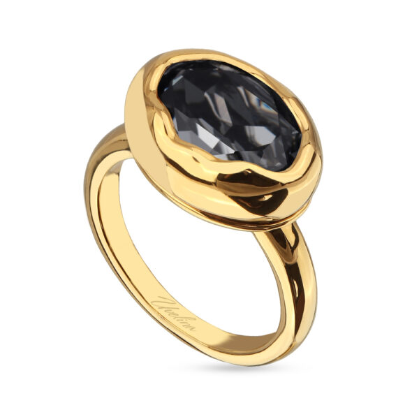 Кольцо Грация (кристаллы SW темно-серые; покрытие золото)