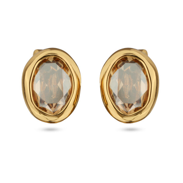 Пусеты Грация (кристаллы SW 14х10 шампань; покрытие золото)