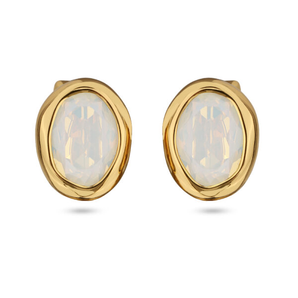 Пусеты Грация (кристаллы SW белый опал; покрытие золото)