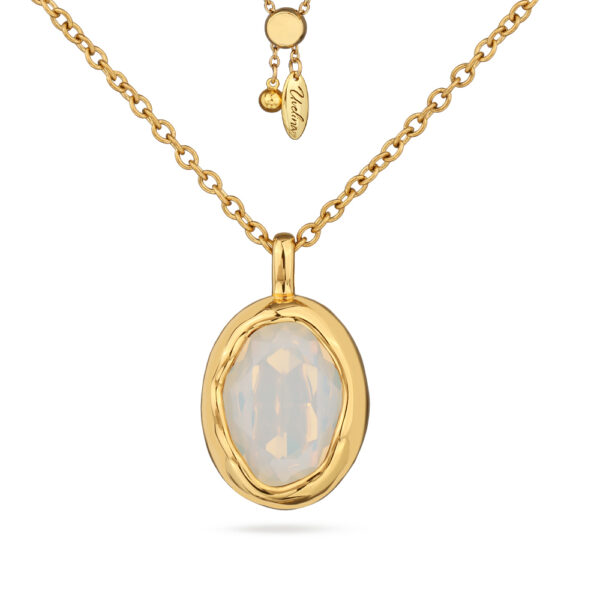 Кулон Грация (кристаллы SW 18х13 белый опал; покрытие золото) 80см