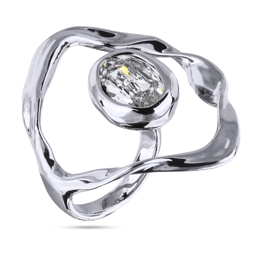 Кольцо Грация (кристаллы SW белые; покрытие родий)