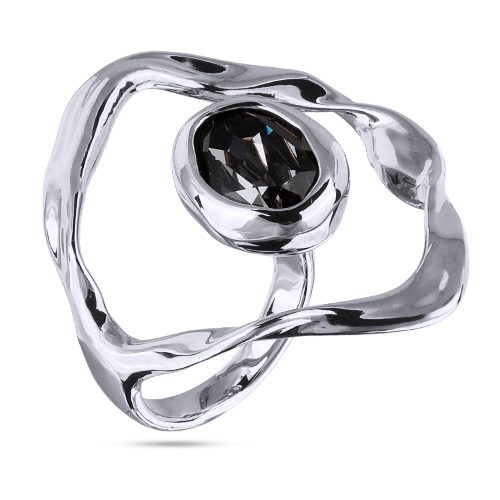 Кольцо Грация (кристаллы SW темно-серые; покрытие родий)