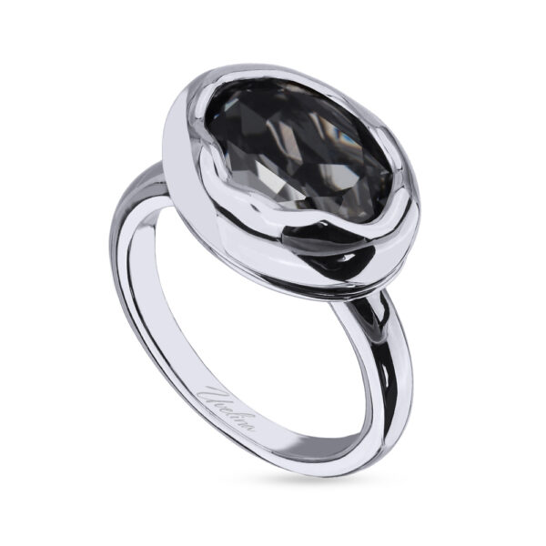Кольцо Грация (кристаллы SW темно-серые; покрытие родий)