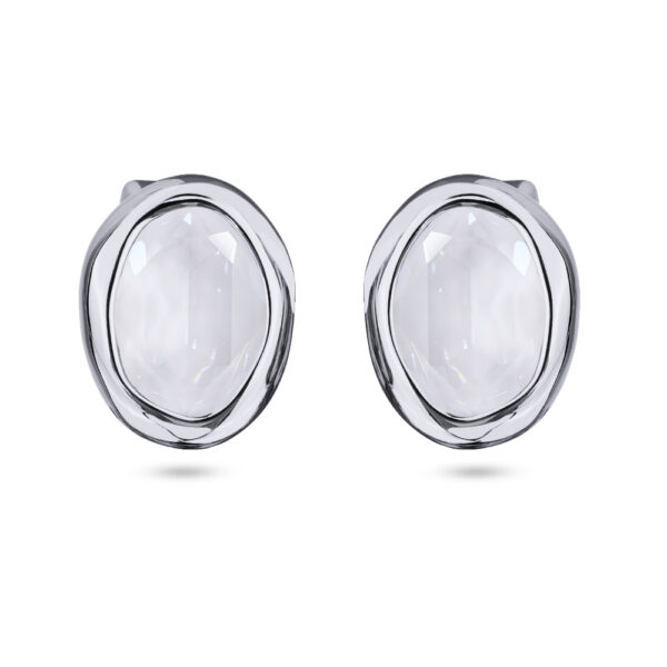 Пусеты Грация (кристаллы SW 14х10 белый электрик; покрытие родий)