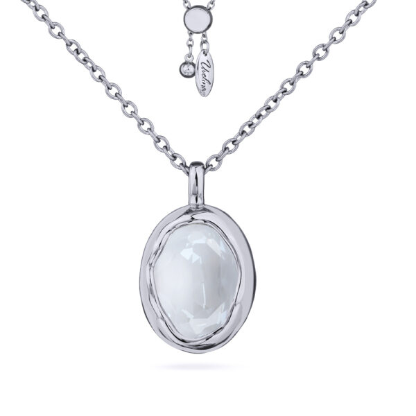 Кулон Грация (кристаллы SW 18х13 белый электрик; покрытие родий) 80см