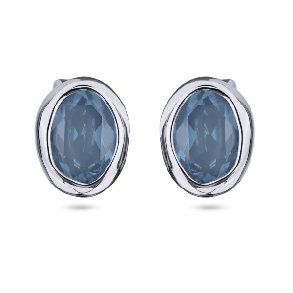 Пусеты Грация (кристаллы SW 14х10 байкальский лед; покрытие родий)