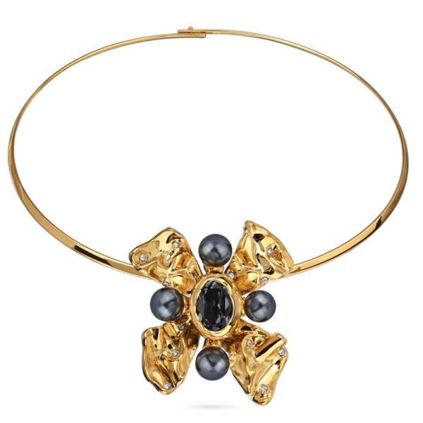 Кулон Грациоза (кристаллы SW темно-серые, Майорка; покрытие золото)