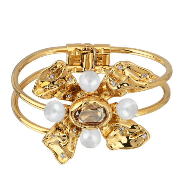 Браслет Грациоза (кристаллы SW шампань, Майорка; покрытие золото)