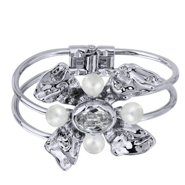 Браслет Грациоза (кристаллы SW белые, Майорка; покрытие родий)