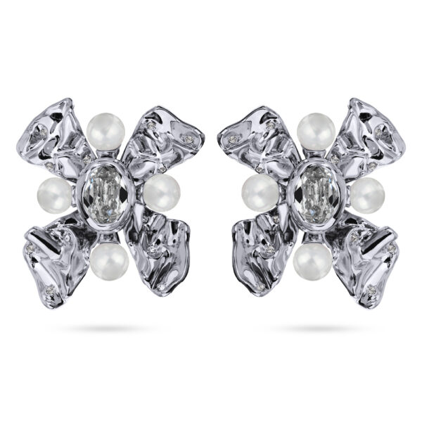 Клипсы Грациоза (кристаллы SW белые, Майорка; покрытие родий)