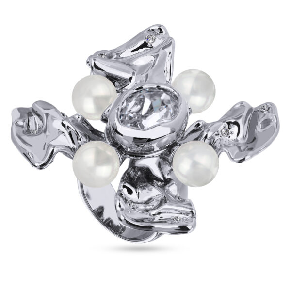 Кольцо Грациоза (кристаллы SW белые, Майорка; покрытие родий)